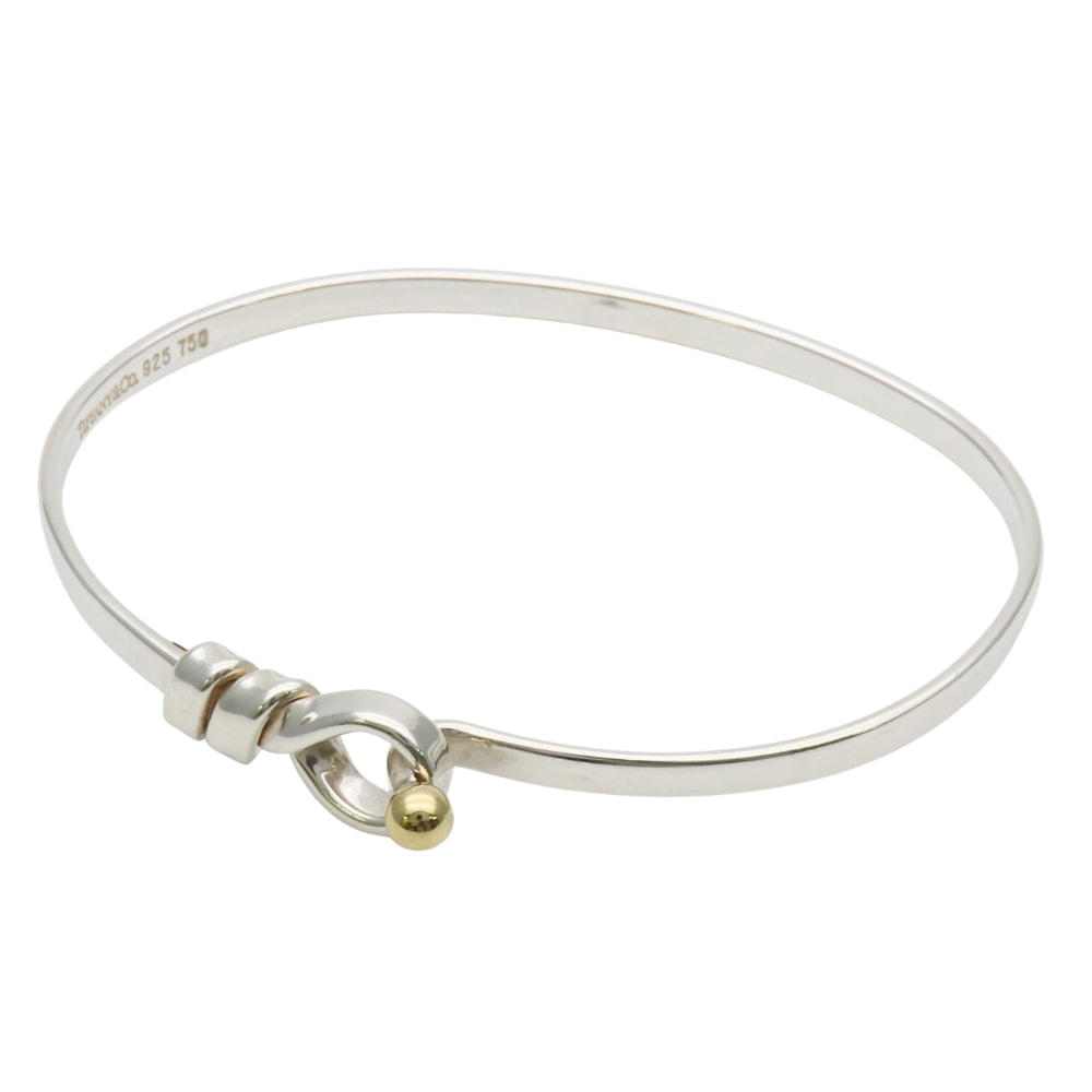 【中古】 ティファニー ブレスレット フック&アイ シルバー925 K18YG 約9.27g シルバー ゴールド バングル コンビ アクセサリー レディース 女性 TIFFANY&Co.