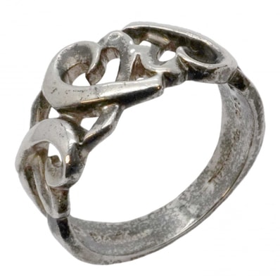 【6jcb0988-k】ティファニー リング トリプルラビングハート シルバー925 11号【中古】レディース