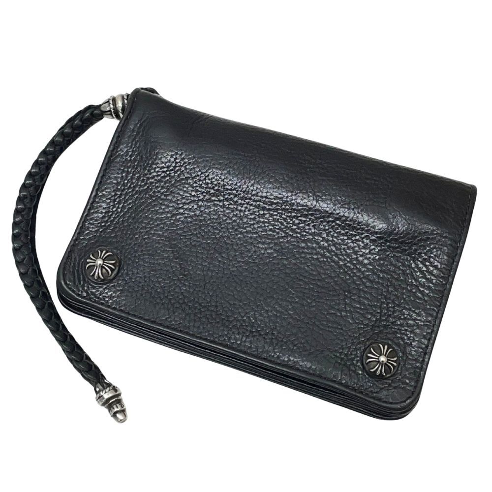 CHROME HEARTS 2 ZIP STRAP ストラップ クロスボール レザー ウォレット 二つ折り財布 インボイス付属  40415