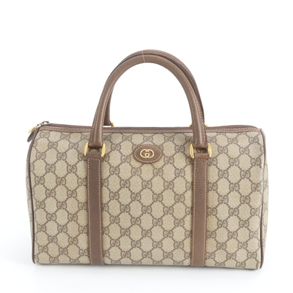 グッチ GGスプリームハンドバッグ レザー×コーティングキャンバス