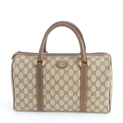 グッチ GGスプリームハンドバッグ レザー×コーティングキャンバス