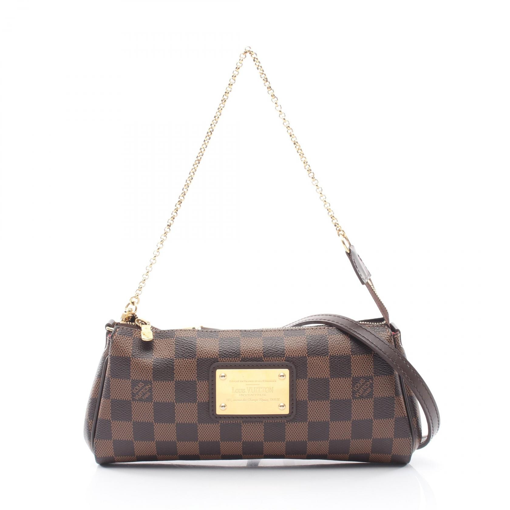 ルイ・ヴィトン LOUIS VUITTON エヴァ ハンドバッグ バッグ PVCコーティングキャンバス レザー ダミエ エベヌ レディース ブラウン系 N55213 【中古】