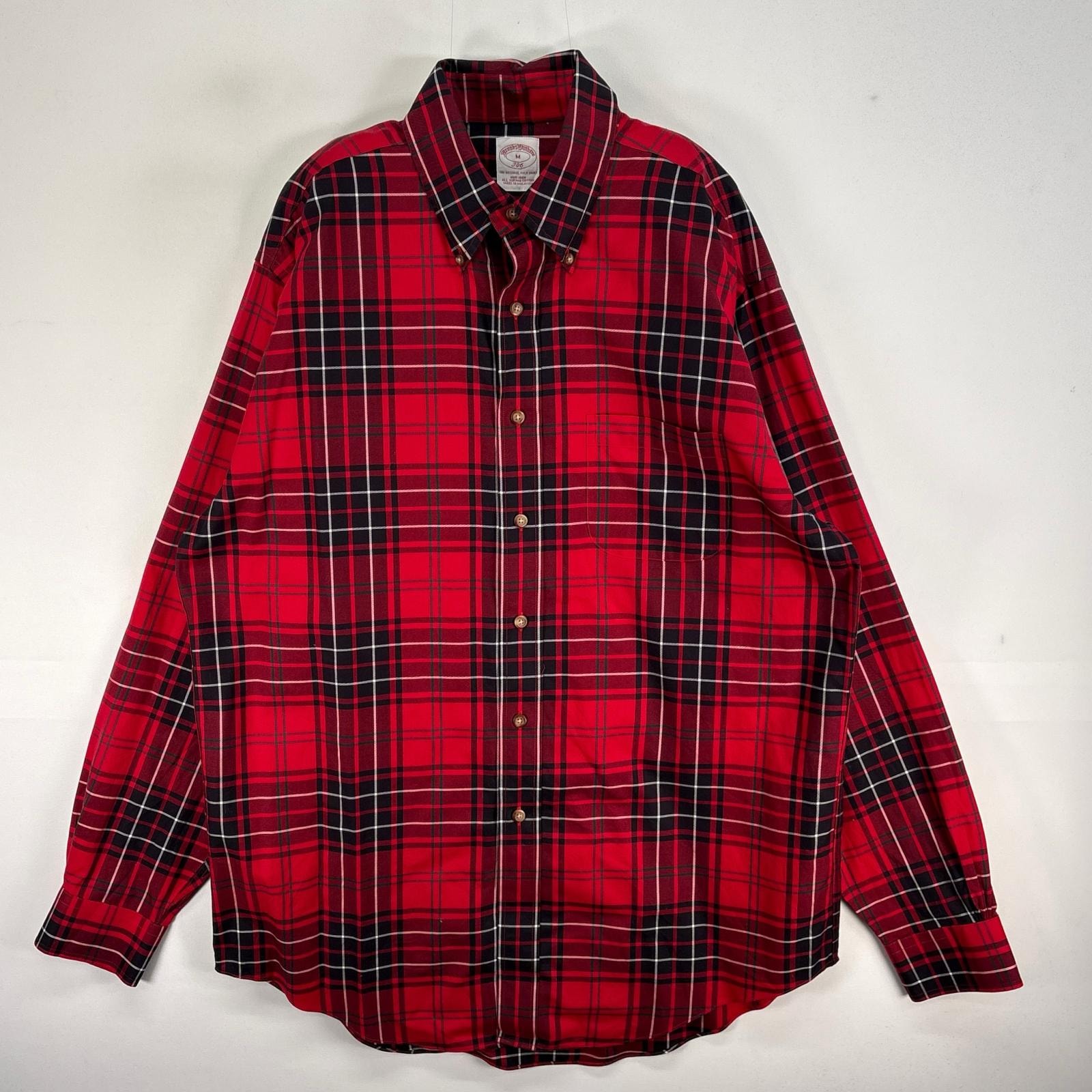 古着 ブルックスブラザーズ Brooks Brothers 長袖シャツ チェック 346 胸ポケ M  レッド系 マルチカラー メンズ