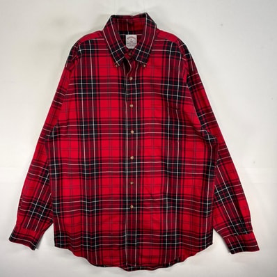 古着 ブルックスブラザーズ Brooks Brothers 長袖シャツ チェック 346 胸ポケ M レッド系 マルチカラー メンズ