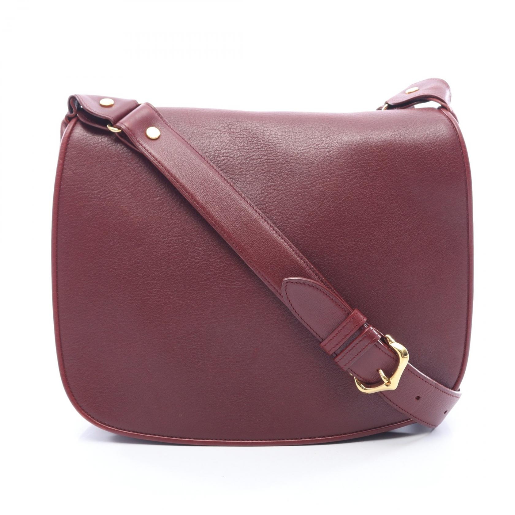 カルティエ CARTIER マストライン ショルダーバッグ バッグ レザー スウェード レディース ボルドー系 【中古】