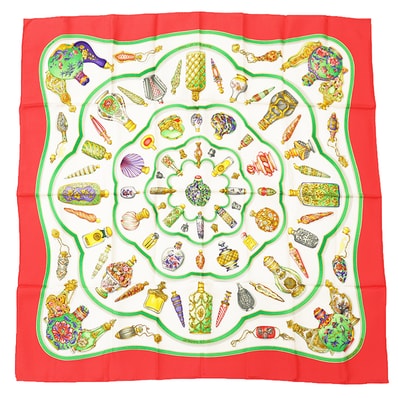 【極美品】HERMES エルメス カレ90 Qu Importe Le Flacon スカーフ シルク100% 香水瓶 小物 マルチカラー メンズ レディース ユニセックス フランス製