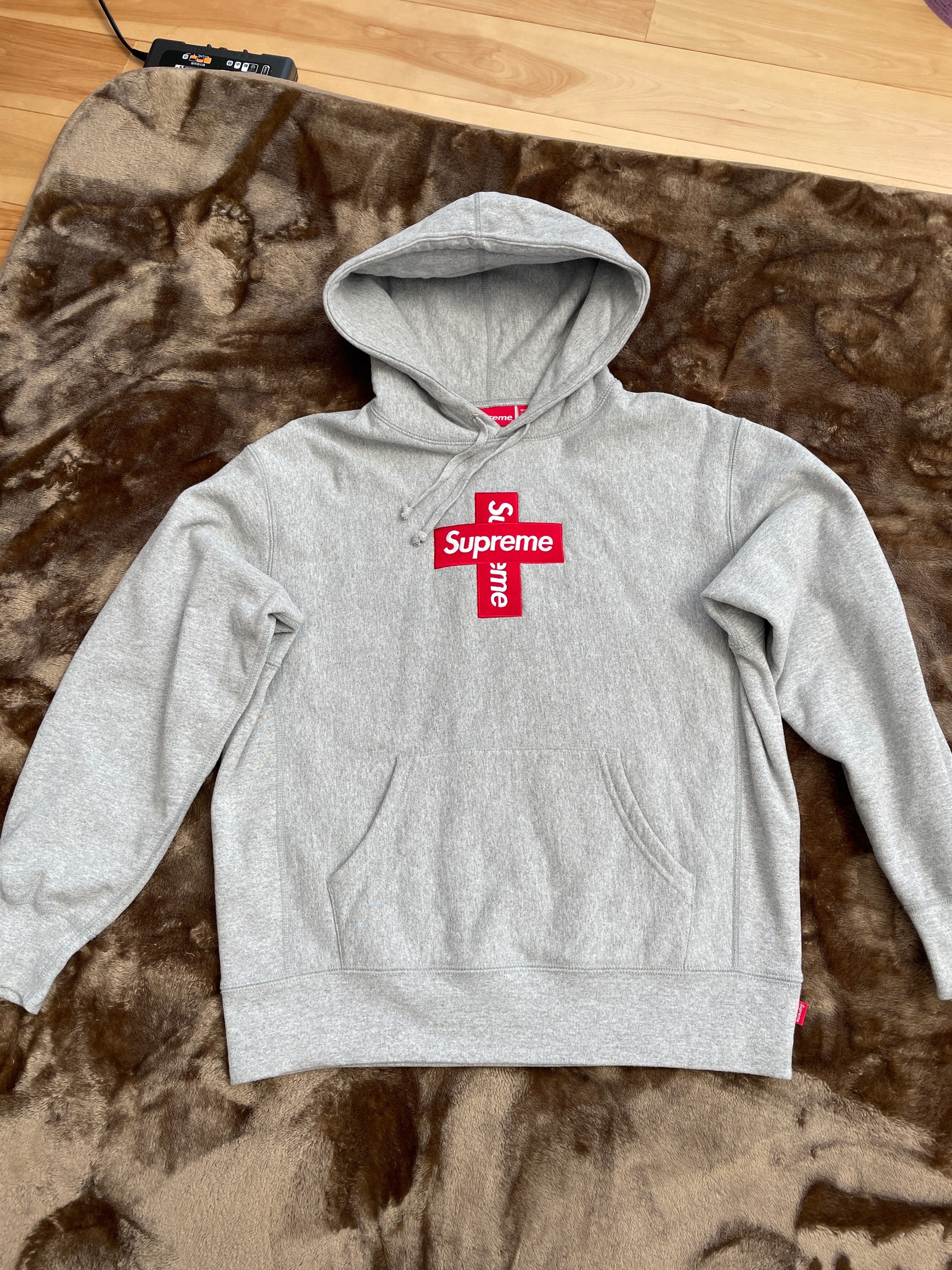 Supreme Cross Box Logo Hooded Sweatshirt "Grey"