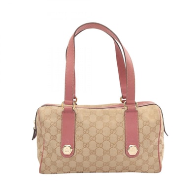 グッチ GUCCI GGキャンバス ハンドバッグ バッグ キャンバス レザー レディース ベージュ系 / ピンク系 152457 【中古】
