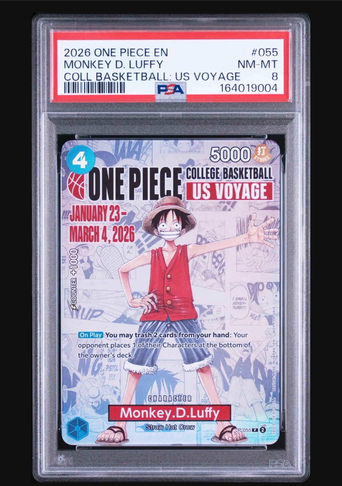 モンキー・D・ルフィ:P (開封済) [P-055]【英語版】(プロモーションカード「ワンピース カレッジ バスケットボール:USボヤージュ」)