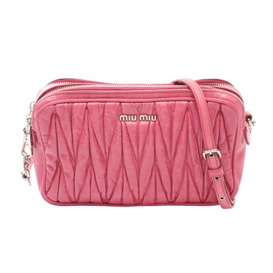 ミュウ ミュウ Miu Miu MATELASSE マテラッセ ショルダーバッグ バッグ レザー レディース ピンク系 【中古】