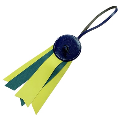 HERMES エルメス チャーム パドック バッグチャーム レザー ネイビー イエロー