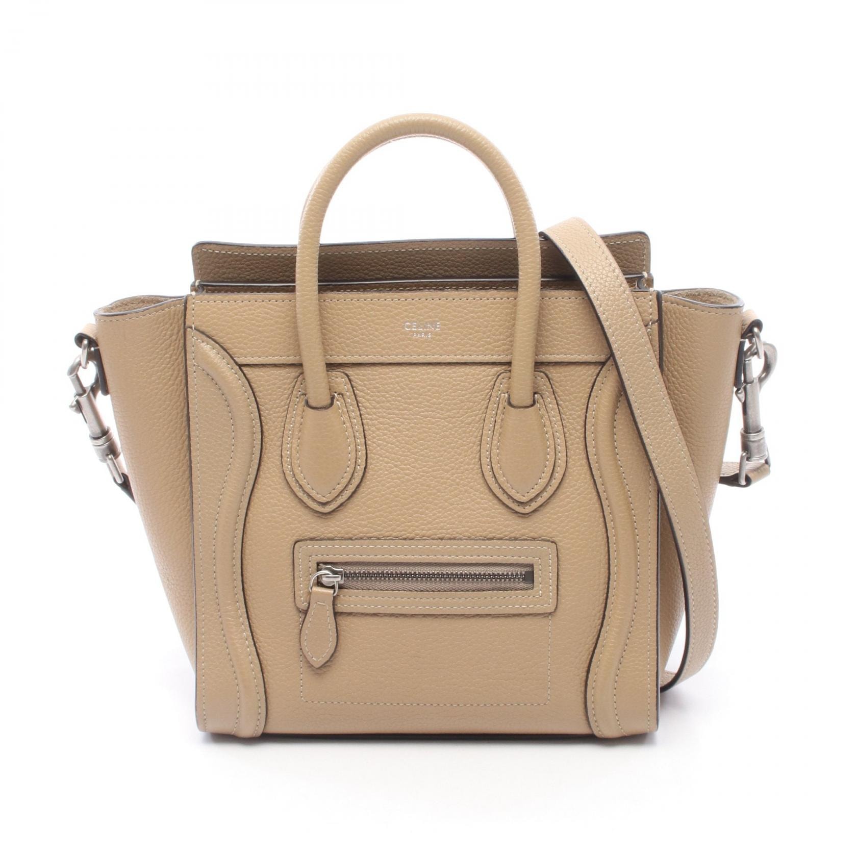 セリーヌ CELINE ラゲージ ナノショッパー 2WAY ハンドバッグ バッグ レザー レディース ベージュ系 189243 【中古】