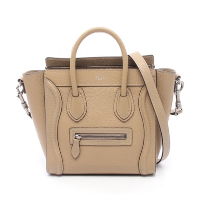 セリーヌ CELINE ラゲージ ナノショッパー 2WAY ハンドバッグ バッグ レザー レディース ベージュ系 189243 【中古】