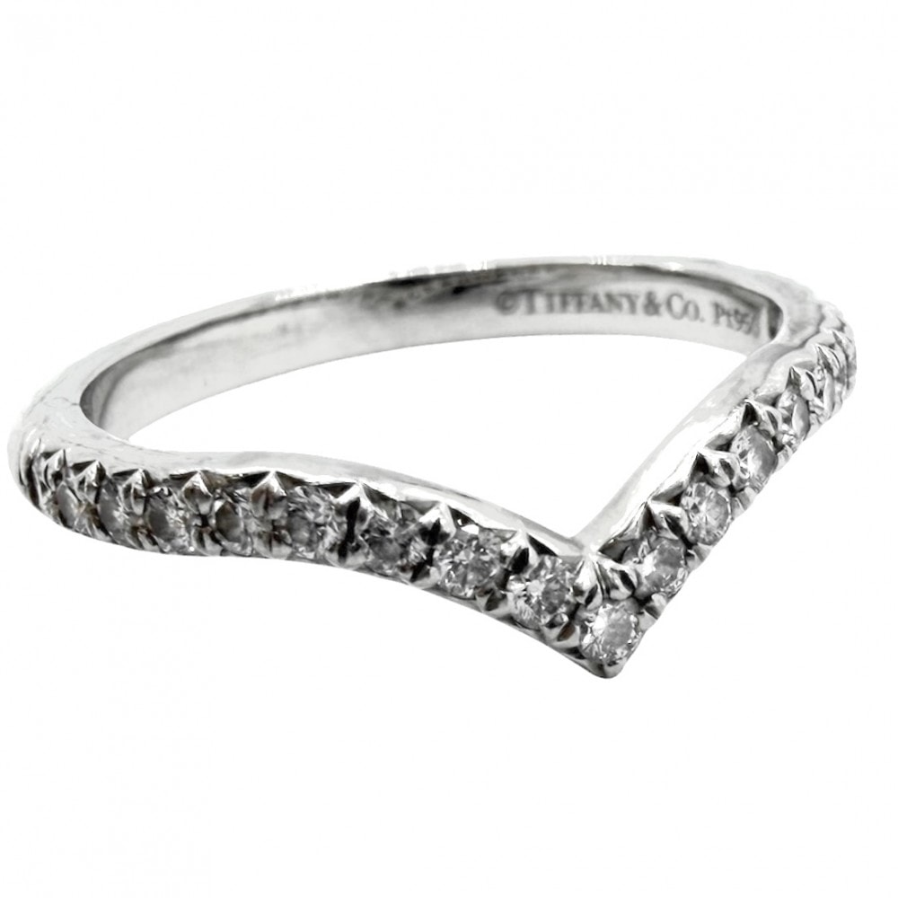 TIFFANY&Co. ティファニー 指輪 ソレスト Vバンドリング ジュエリー アクセサリー Pt950プラチナ    ダイヤモンド 約7.5号 レディース 約2.9g【中古品】