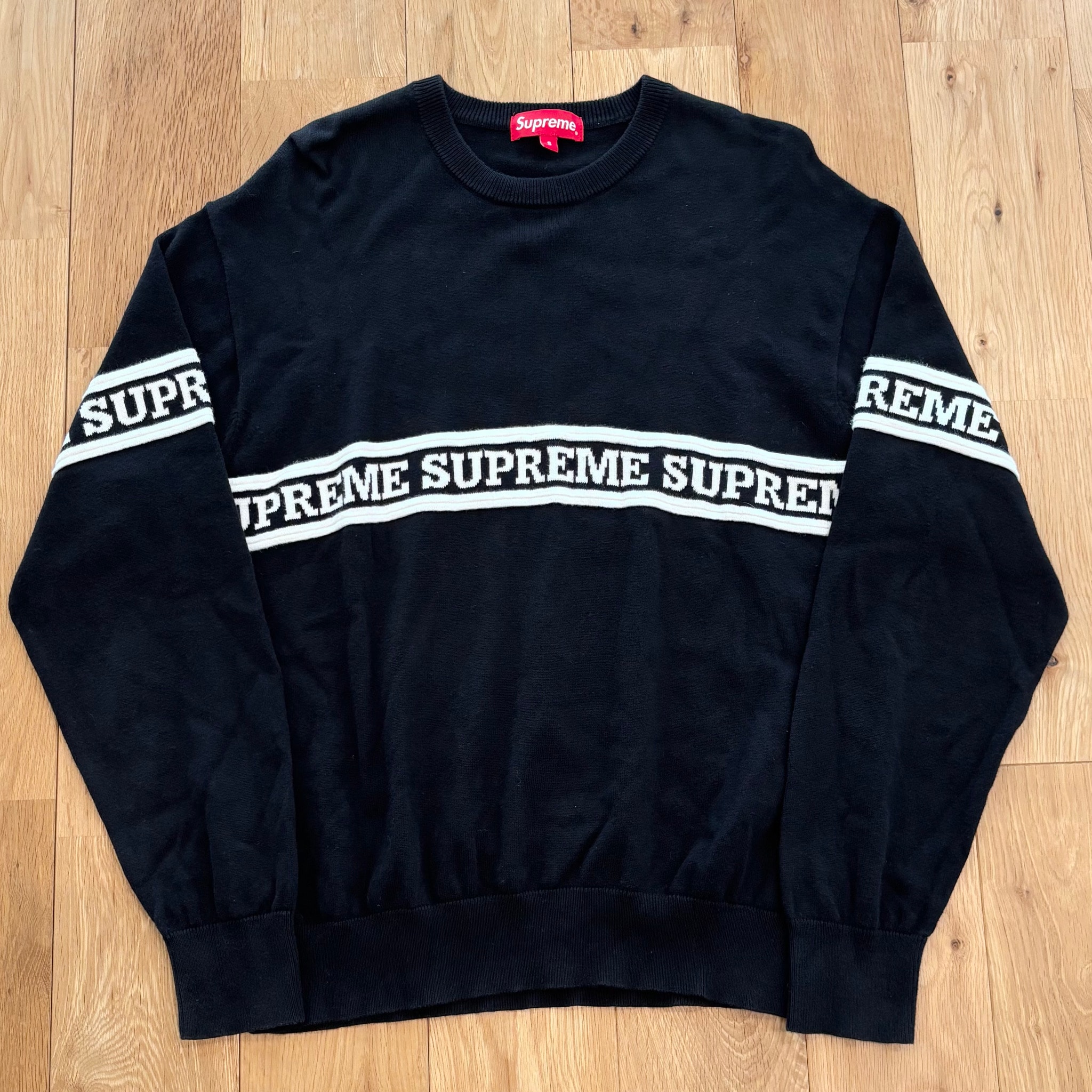Supreme Logo Stripe Knit Top "Black"