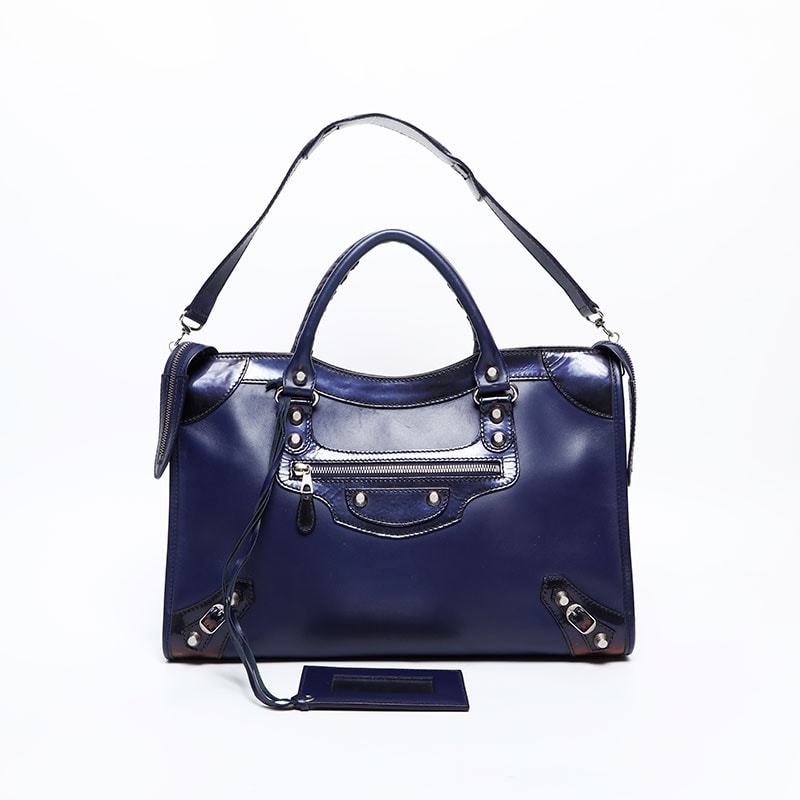 バレンシアガ BALENCIAGA シティ ラージ エナメル ハンドバッグ【中古】