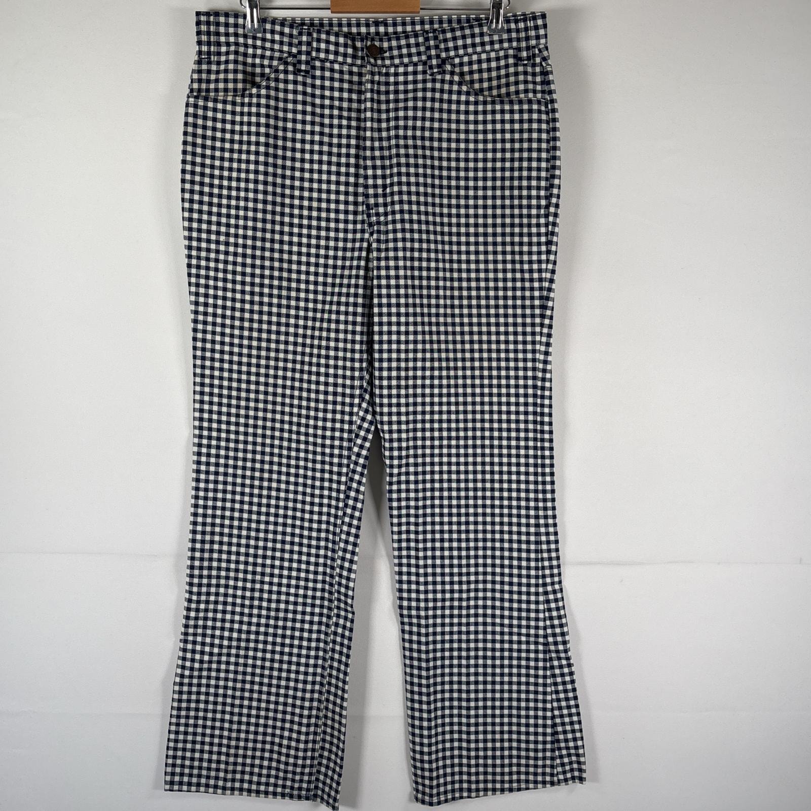 古着 70's/70年代 ヴィンテージ リーバイス Levi's スラックスパンツ ビッグE ギンガムチェック 42タロンジップ 長ズボン  ネイビー メンズ