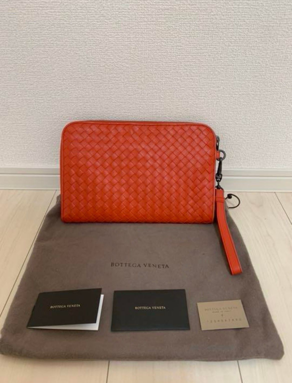 ボッテガ BOTTEGA VENETA  クラッチバッグ イントレチャート イントレチャート  レザー  セカンドバッグ オレンジ