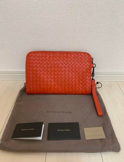 ボッテガ BOTTEGA VENETA クラッチバッグ イントレチャート イントレチャート レザー セカンドバッグ オレンジ