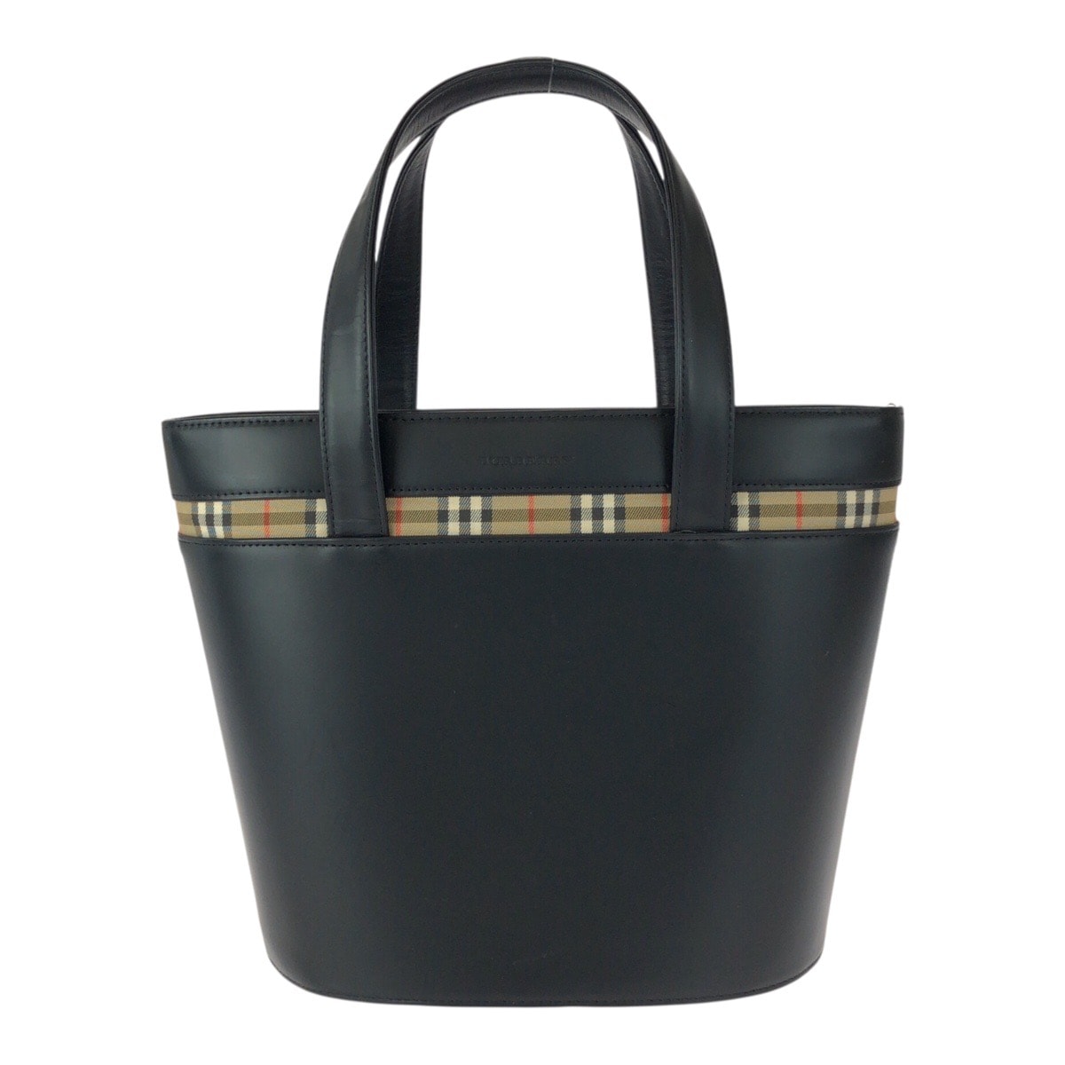 美品 BURBERRY バーバリー ノバチェック ブラック 黒 シルバー金具 レザー トートバッグ 505629 【中古】