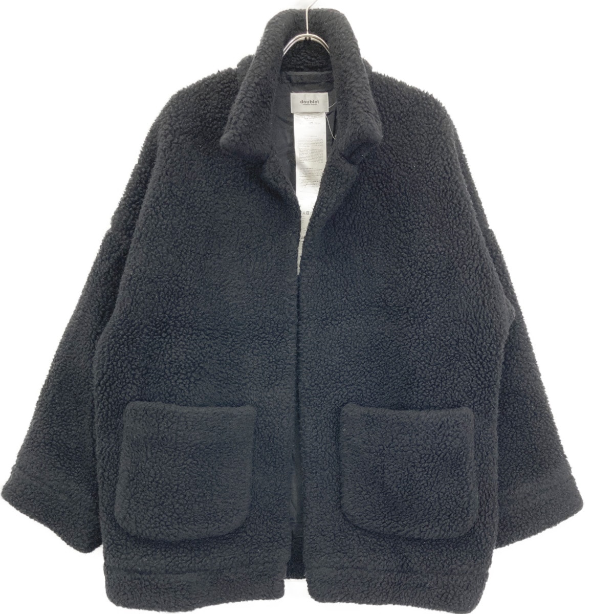 ダブレット ブラック PHOTO STITCH EMBROIDERY FUR JACKET M