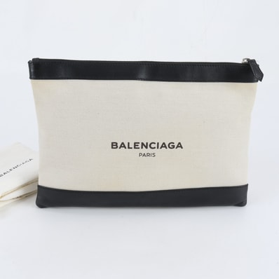 ■美品 バレンシアガ ネイビー クリップ 373834 セカンドバッグ