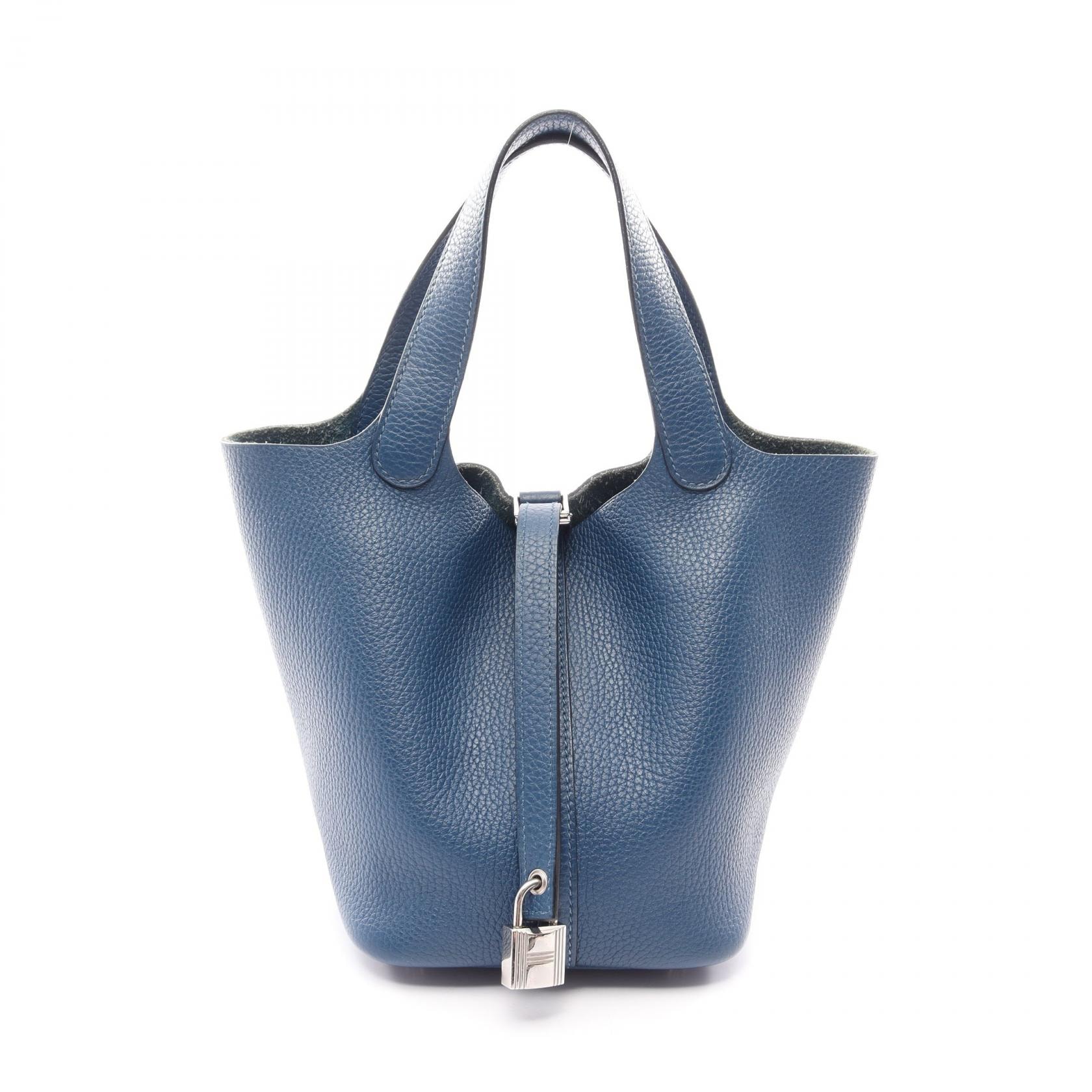 エルメス HERMES ピコタンロックPM ハンドバッグ バッグ レザー トリヨンクレマンス トリヨンクレマンス ブルーウートルメール Y刻印(2020年製造) レディース ブルー系 【中古】