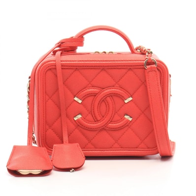 シャネル CHANEL CCフィグリー スモール バニティバッグ 2WAY ショルダーバッグ バッグ キャビアスキン(グレインドカーフ) レディース レッド系 A93342 【中古】