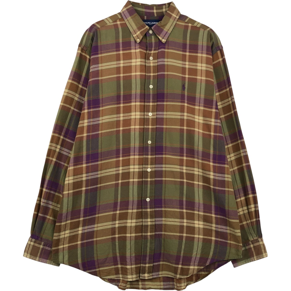 古着 ラルフローレン Ralph Lauren RALPH LAUREN GOLF CLASSIC FIT 長袖 ボタンダウンチェックシャツ メンズL相当/eaa616028
