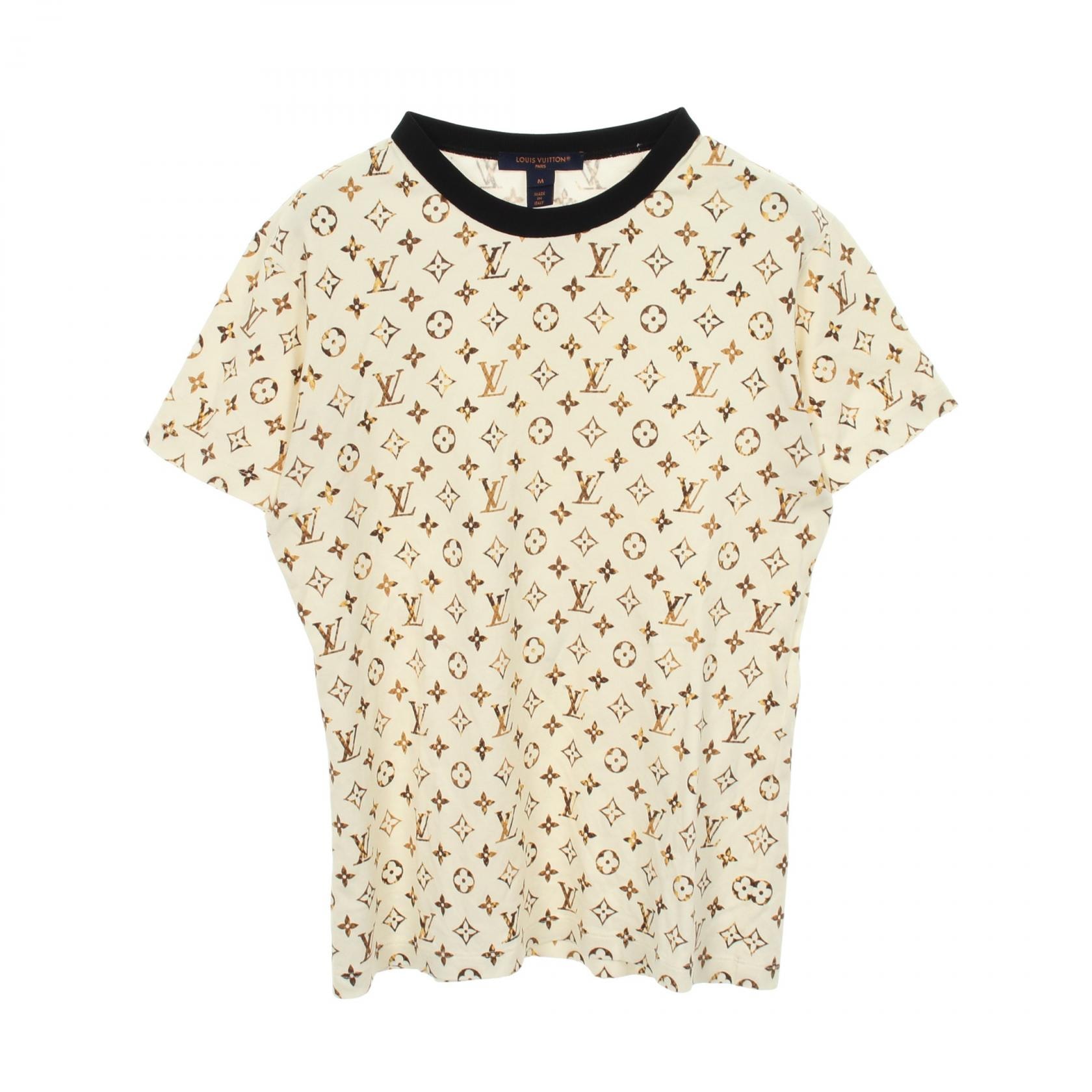 ルイ・ヴィトン LOUIS VUITTON モノグラムパイソン 半袖Tシャツ 衣料品 トップス コットン レディース アイボリー系 / ブラウン系 / ブラック系 RW231B 262 FOTS48 【中古】