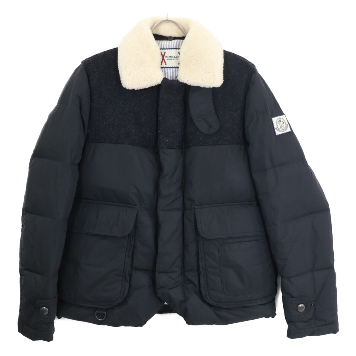 モンクレール GAMME BLUE ガムブルー 69242 ボアカラー付 ダウンジャケット O