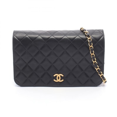 シャネル CHANEL マトラッセ フルフラップ ショルダーバッグ バッグ ラムスキン(羊革) レディース ブラック系 【中古】