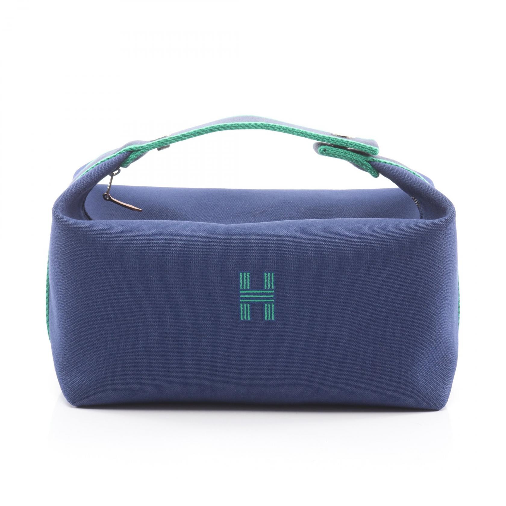 エルメス HERMES ブリッドアブラックGM ハンドバッグ バッグ キャンバス レディース ネイビー系 / グリーン系 【中古】