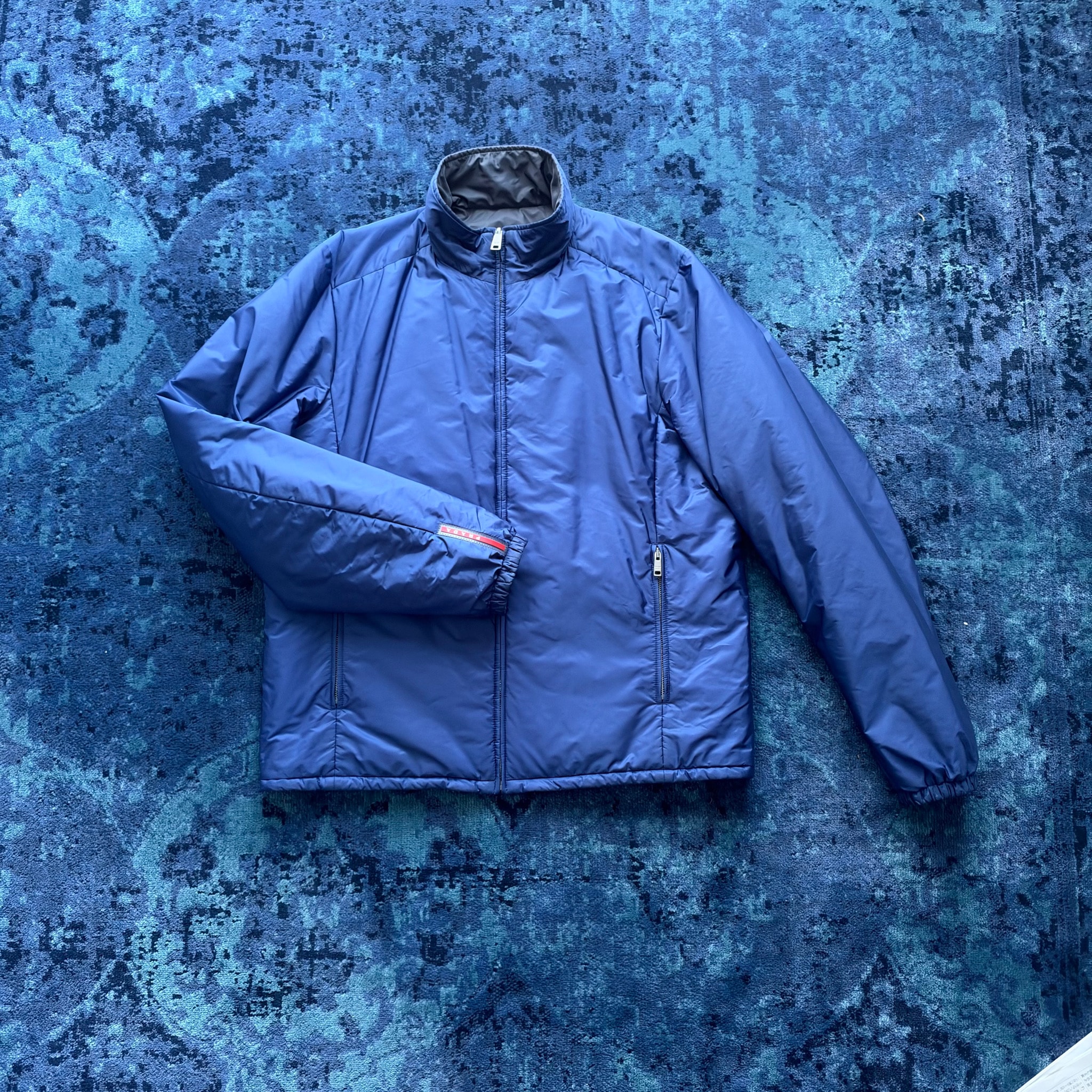 PRADA リバーシブル インサレート ナイロンジャケット ブルゾン SGA753 ブルー グレー 52