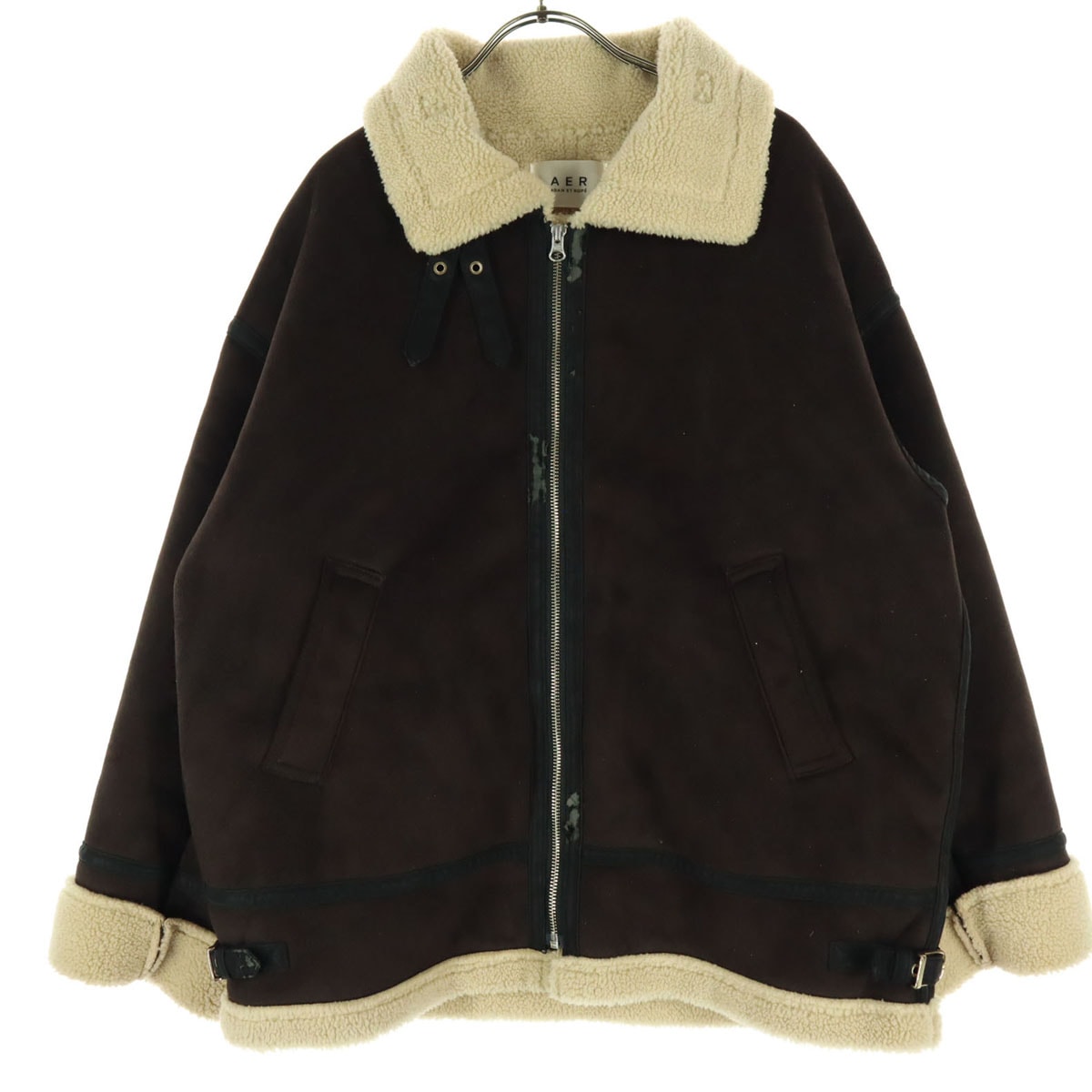 Adam et Rope' アダムエロペ 長袖 フェイク ムートンジャケット F ブラウン ボア