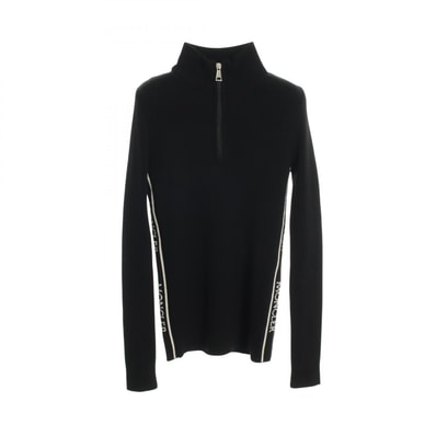 モンクレール MONCLER ハーフジップ ニット 衣料品 トップス ウール レディース ブラック系 9F00001 【中古】