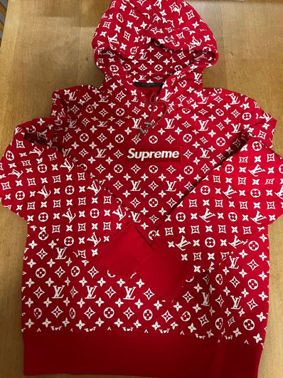 Supreme / Louis Vuitton Box Logo Hooded Sweatshirt "Red"