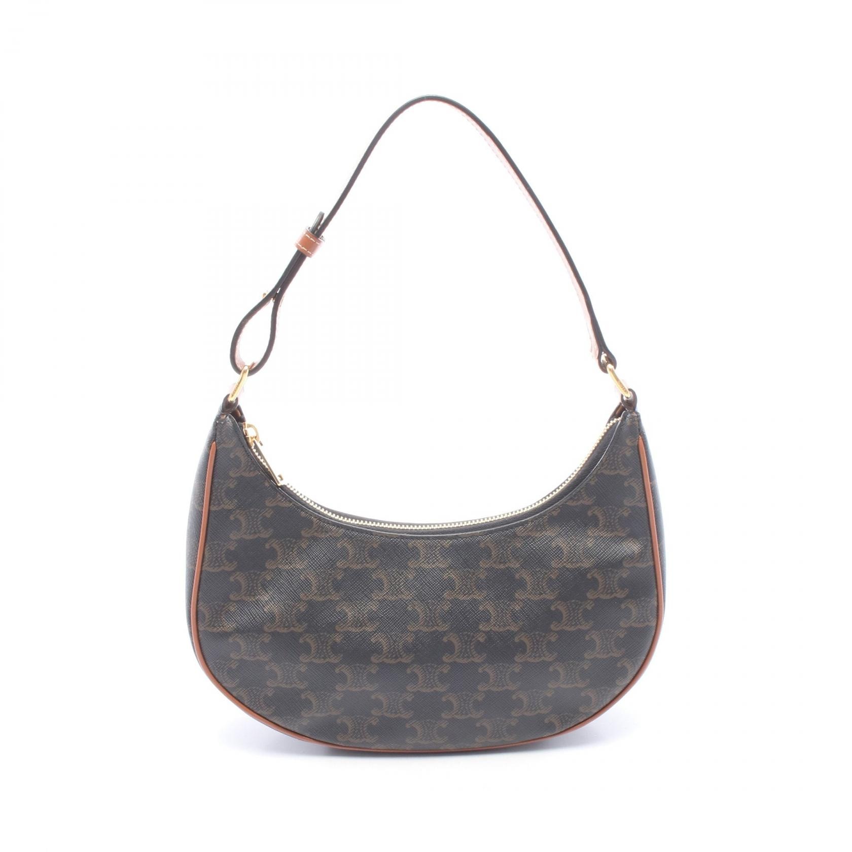 セリーヌ CELINE AVA アヴァ トリオンフ ショルダーバッグ バッグ PVCコーティングキャンバス レザー レディース ブラック系 / ブラウン系 193952BZJ.04LU 【中古】