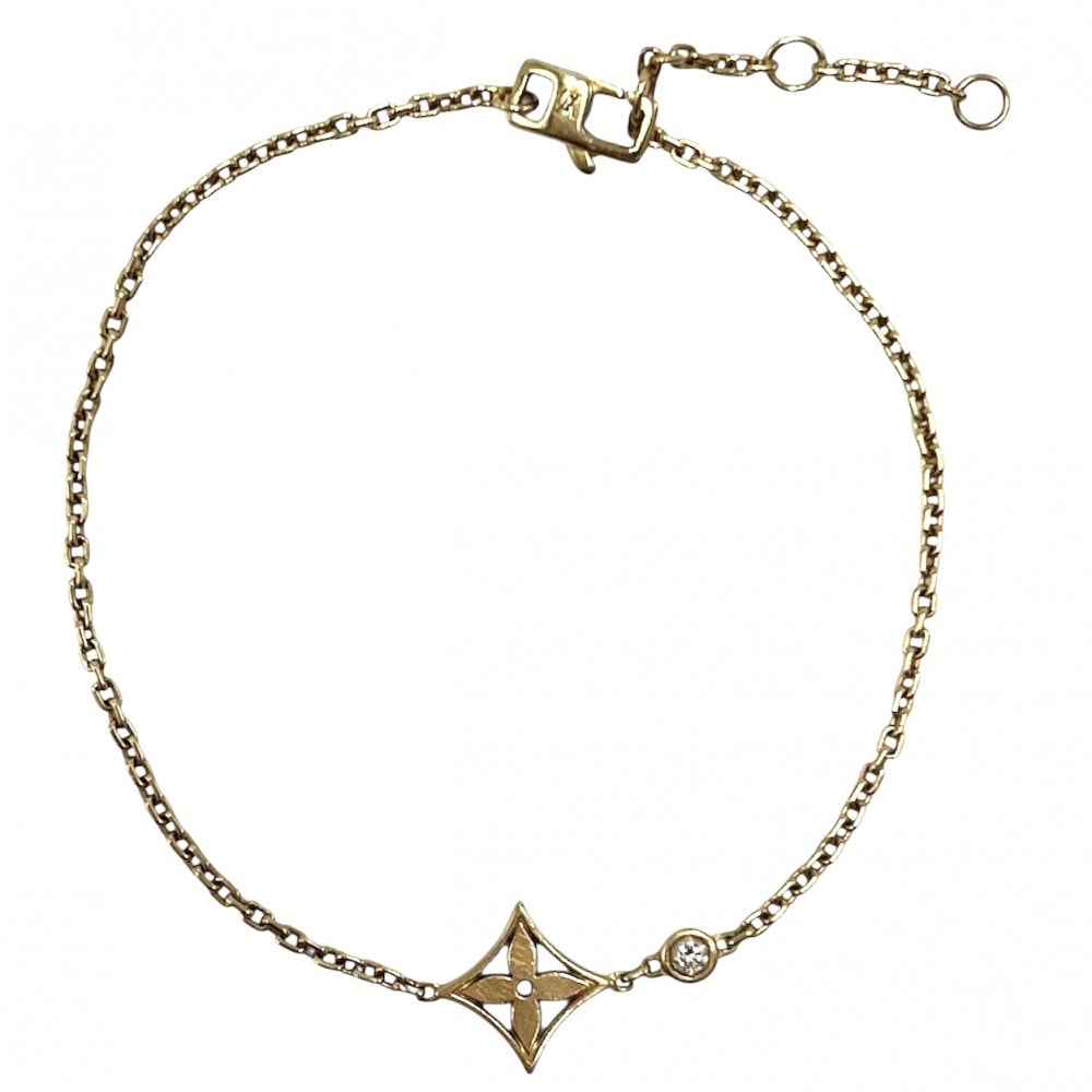 LOUIS VUITTON ルイヴィトン ブレスレット ブラスレ モノグラム イディール ジュエリー アクセサリー アジャスター付き 1Pダイヤ Au750 K18イエローゴールド ダイヤモンド Q95244 レディース 約2.9g【中古品】
