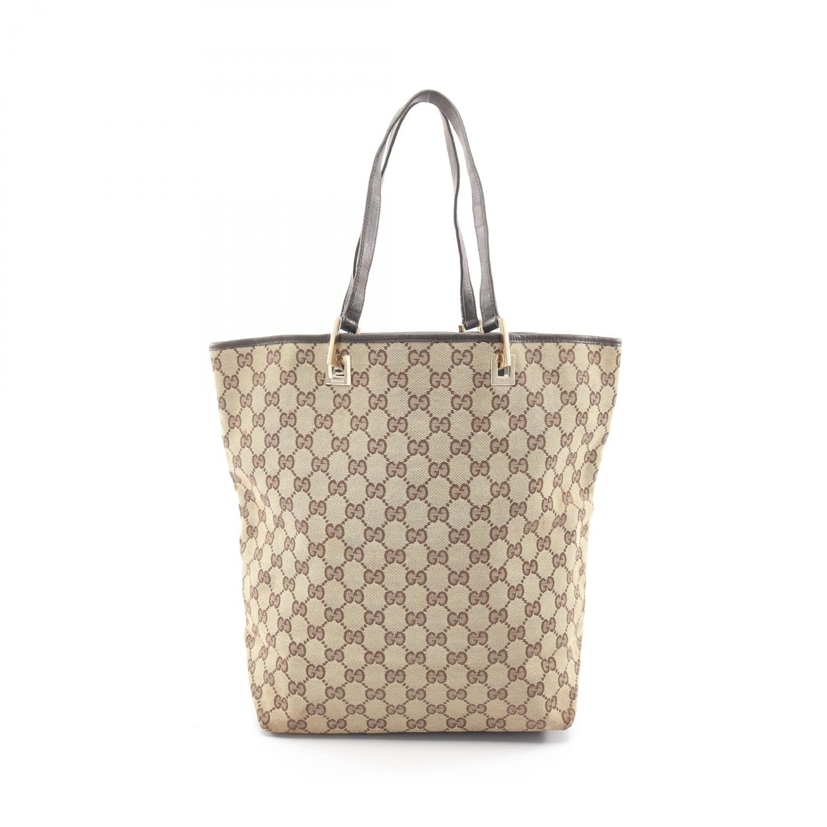 구찌 GUCCI GG 캔버스 토트 백 캔버스 가죽 여성 베이지/브라운 002/1098 [중고]
