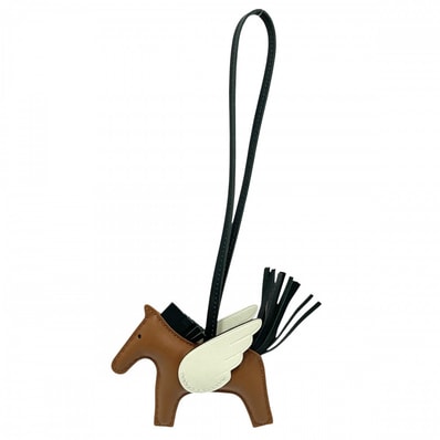 HERMES エルメス キーホルダー ロデオ ペガサスPM バッグチャーム メンズ レディース 男女兼用 K刻印 アニョーミロ ブラウン 茶 グリーン 緑 ユニセックス 美品 2025年【中古品】