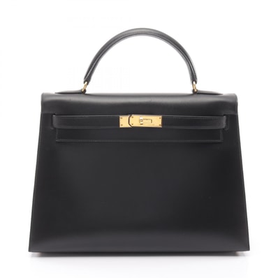 エルメス HERMES ケリー32 2WAY 外縫い ハンドバッグ バッグ カーフ(牛革) ボックスカーフ ○A刻印(1971年製造) レディース ブラック系 001858CC 【中古】