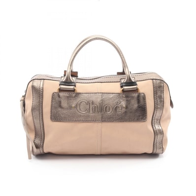 クロエ Chloe ロゴ メタリック ボストンバッグ バッグ キャンバス レザー レディース ピンク系 / カーキ系 【中古】