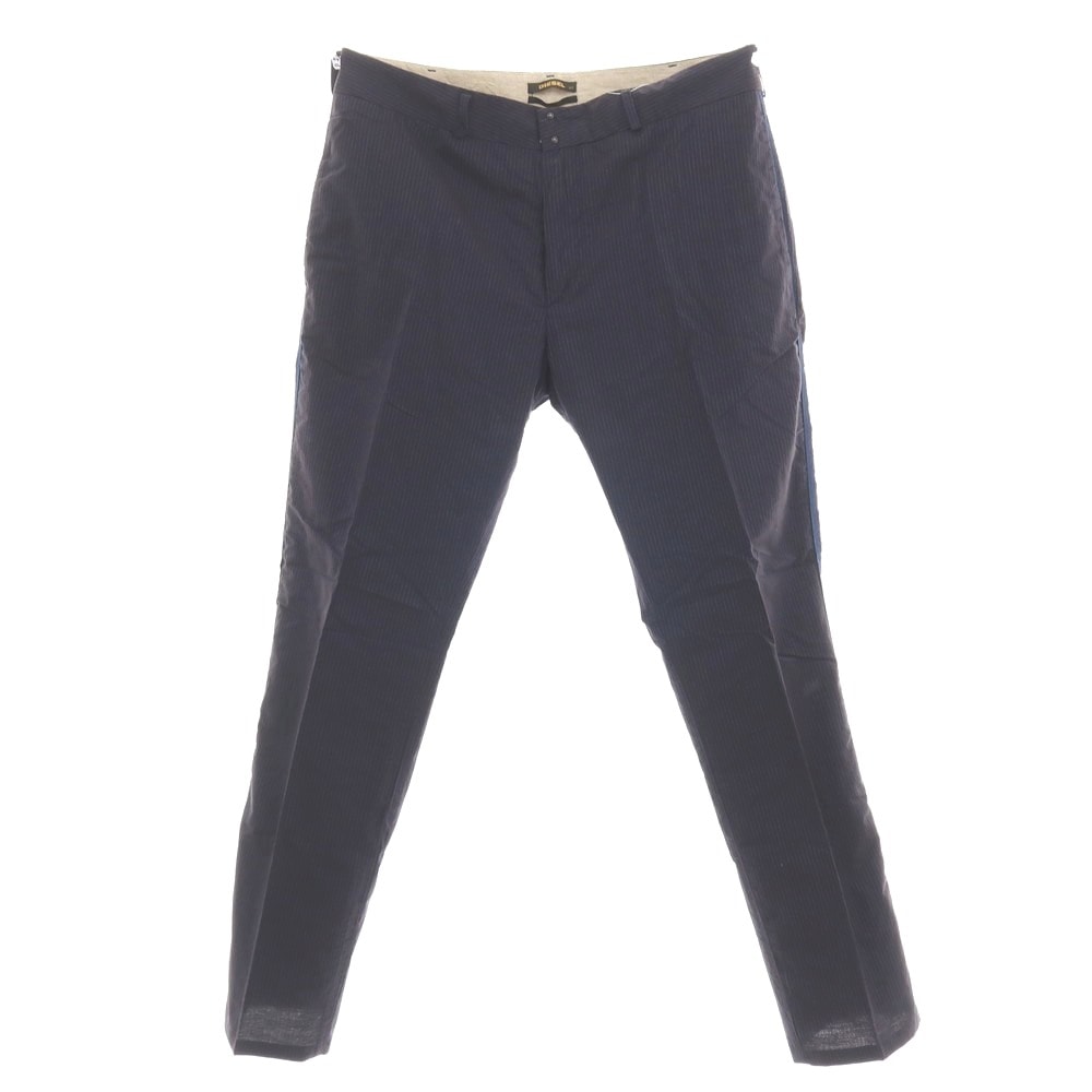 【中古】ディーゼル DIESEL Black Gold コットン ストライプ カジュアルスラックスパンツ ネイビー【サイズ32】【メンズ】