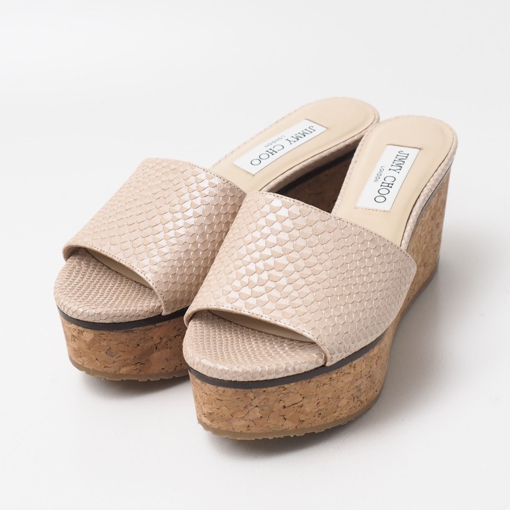 ■美品■JIMMY CHOO ジミーチュウ サンダル サイズ36 パイソン型押しレザー 厚底 靴 スペイン製 ブランド古着【中古】20261016/RB1301