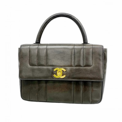 【6dd4593-k】シャネル ハンドバッグ マドモアゼル ラムスキン ブラック ゴールド金具【中古】レディース