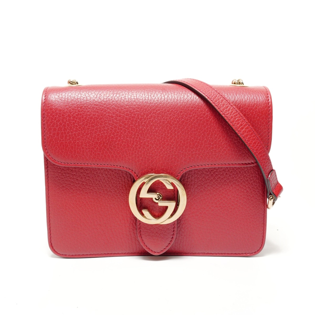 グッチ GUCCI インターロッキングG レザー ショルダーバッグ【中古】