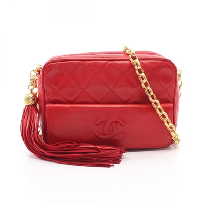 シャネル CHANEL マトラッセ タッセル ショルダーバッグ バッグ ラムスキン(羊革) レディース レッド系 【中古】