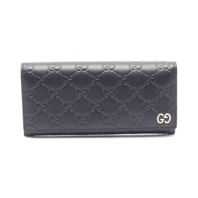 グッチ GUCCI DORIAN グッチシマ 二つ折り長財布 財布 レザー レディース ブラック系 481727 【中古】