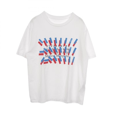 メゾン マルジェラ Maison Margiela TAPE LOGO 半袖Tシャツ 衣料品 トップス コットン メンズ ホワイト系 【中古】